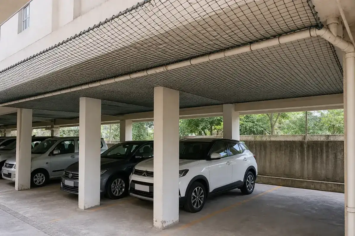 Car parking safety net after installation in Hyderabad