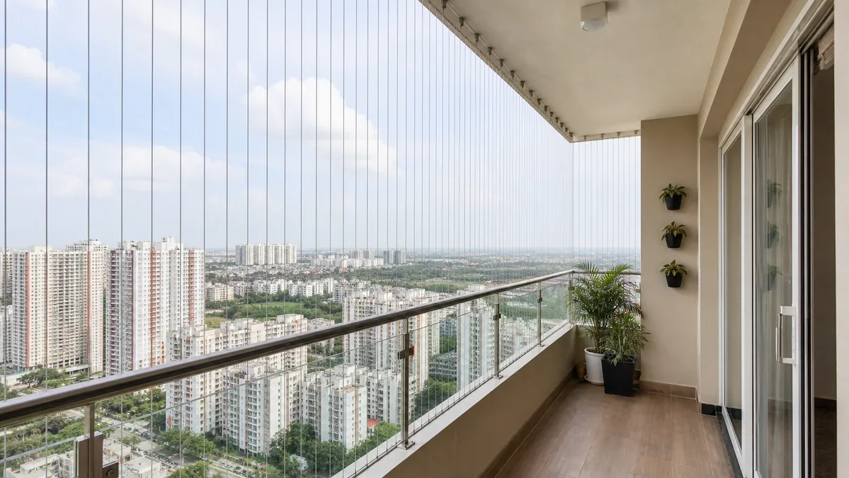 Finished balcony invisible grill in Hyderabad