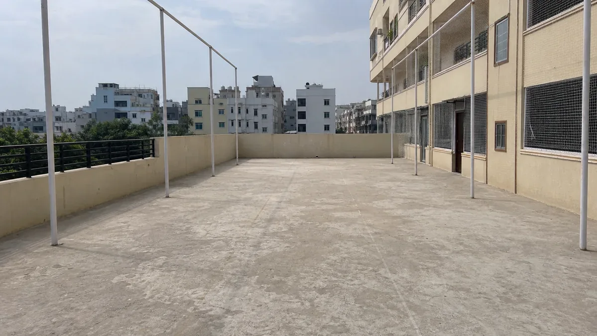 Terrace cricket net before installation in Hyderabad