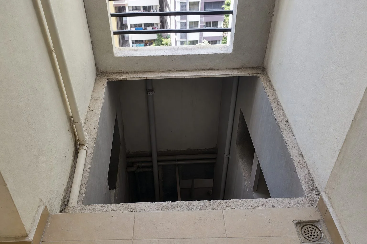 Before duct area safety net installation on open shaft in Hyderabad