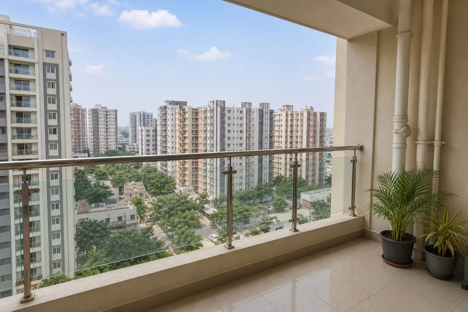 Before balcony invisible grill installation used for price estimate in Hyderabad